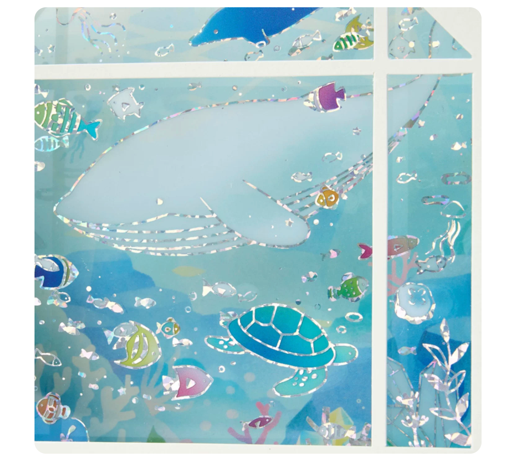 Sanrio Sea Creatures in a White Window Frame Summer Pop-Up Greeting Card
