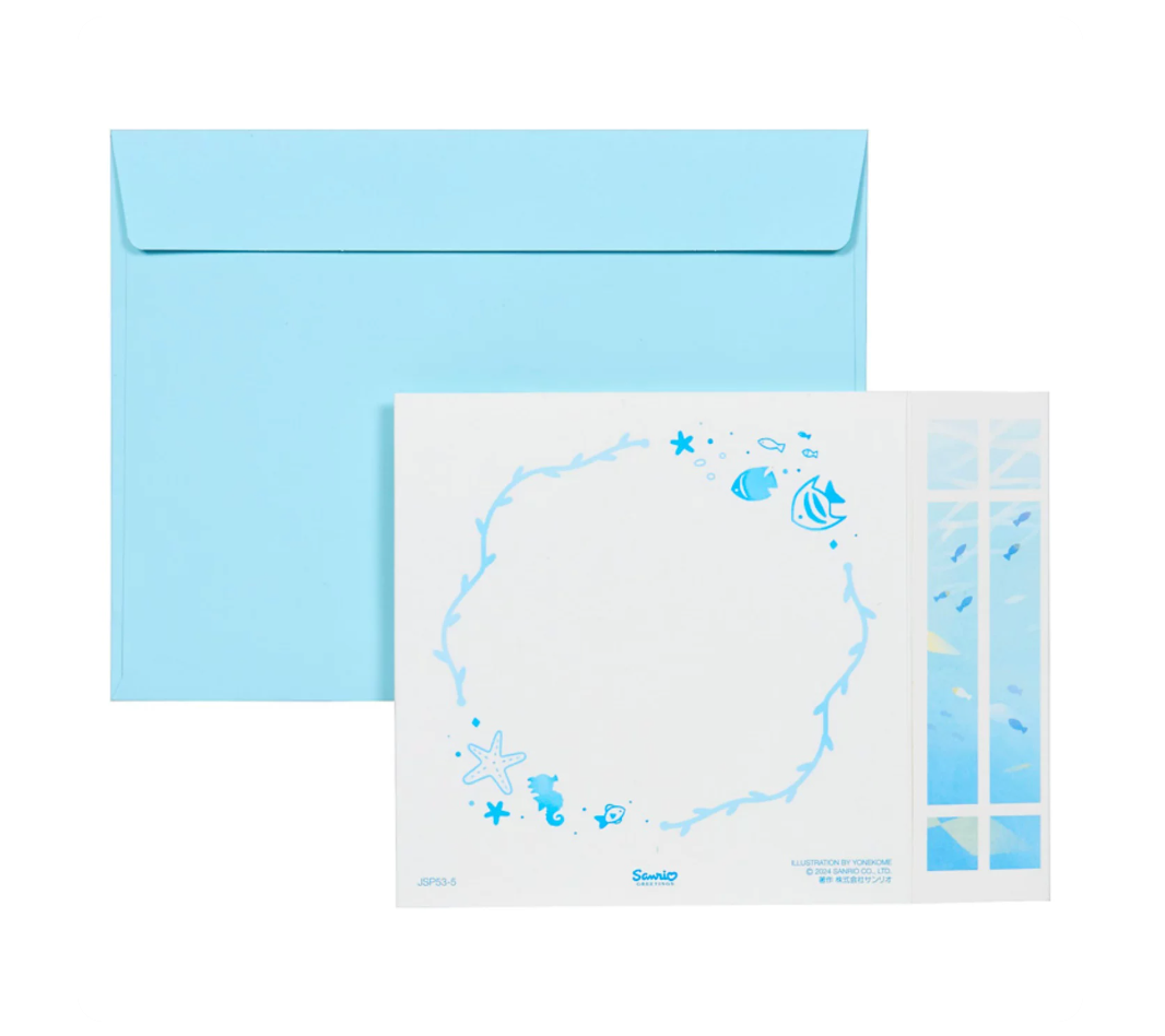 Sanrio Sea Creatures in a White Window Frame Summer Pop-Up Greeting Card