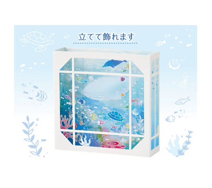 Sanrio Sea Creatures in a White Window Frame Summer Pop-Up Greeting Card