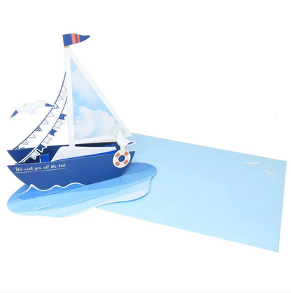 Art Print Japan (A.P.J.) Sailboat Marine Summer Pop-Up Greeting Card