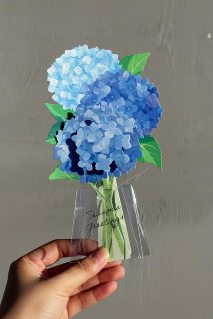 Sanrio Early Summer Hydrangeas in a Clear Vase Pop-Up Greeting Card