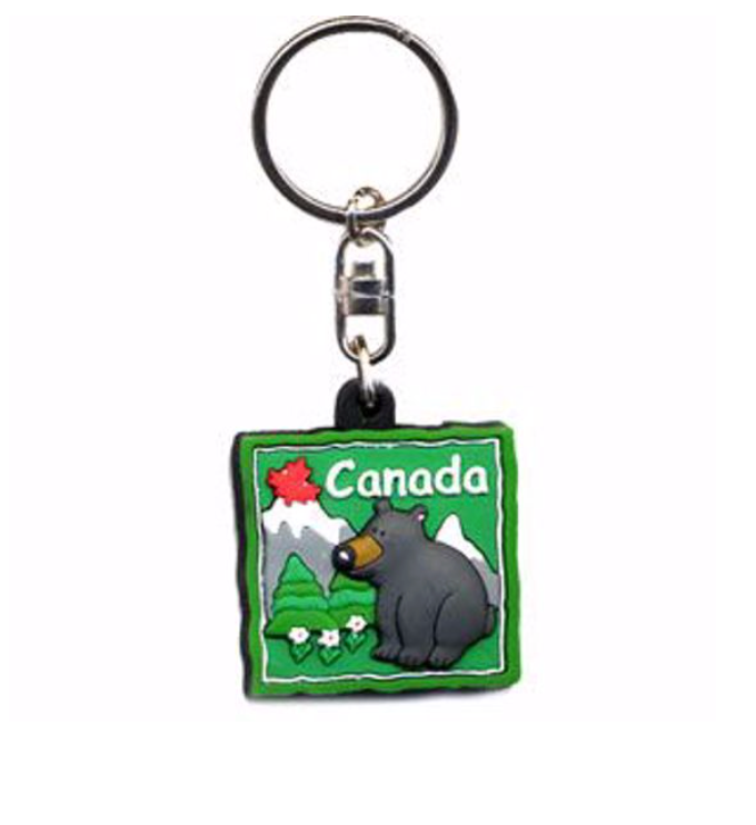 Rubber Key chain, black bear, Canada General