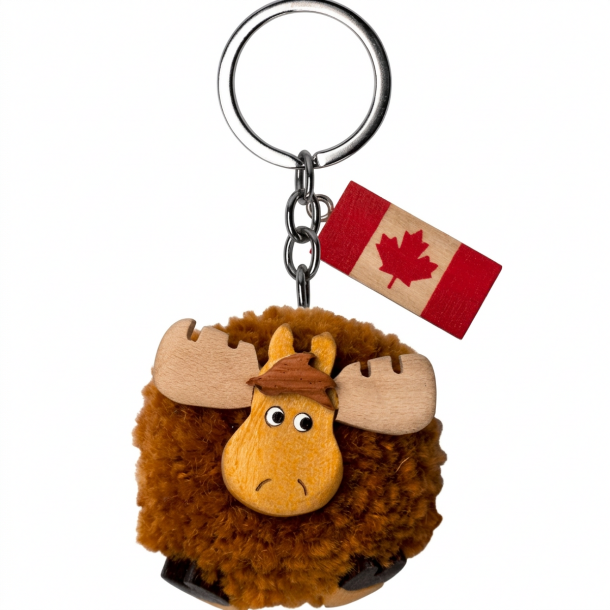 Wooden - Keychain - Pom Pom - Moose