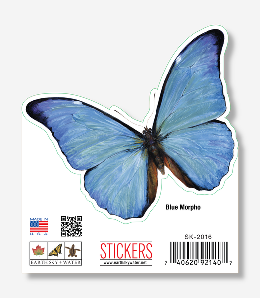 Blue Morpho Nature Sticker, 3.5" wide