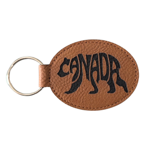 Canada Bear Typography Travel Souvenir Keychain: Rawhide