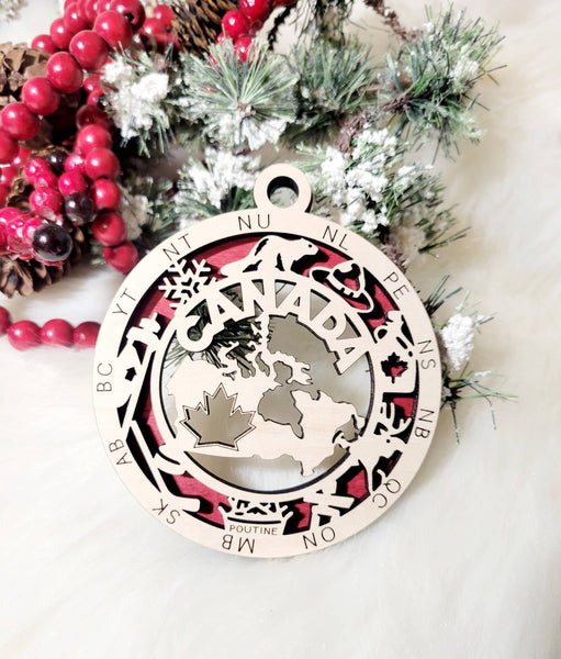 Canada Christmas  Ornament: Red / 2 Layer W/o Center