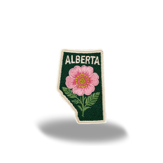 Alberta Wild Rose Embroidered Patch Provincial Flower Canada Souvenir Badge