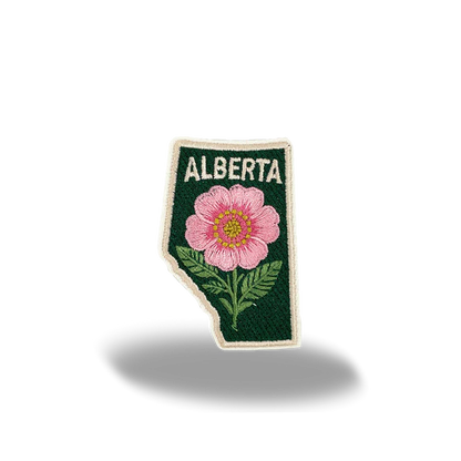 Alberta Wild Rose Embroidered Patch Provincial Flower Canada Souvenir Badge