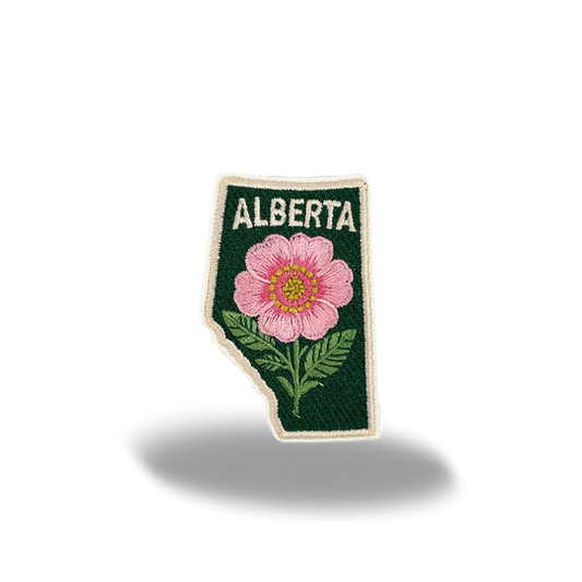 Alberta Wild Rose Embroidered Patch Provincial Flower Canada Souvenir Badge