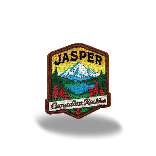 Jasper Mountain Lake Canadian Rockies Embroidered Patch Canada National Park Badge