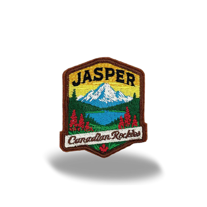 Jasper Mountain Lake Canadian Rockies Embroidered Patch Canada National Park Badge