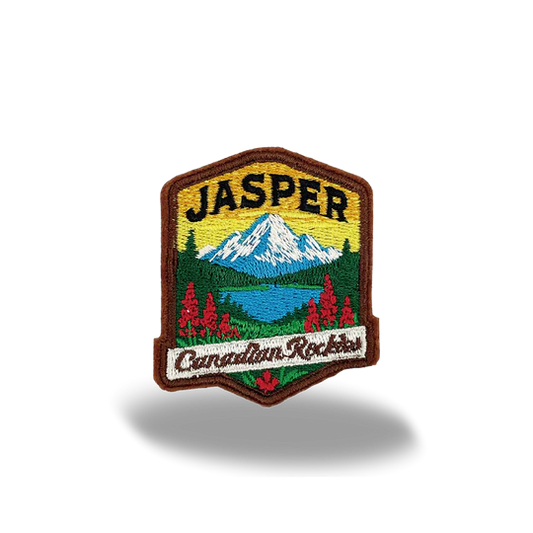 Jasper Mountain Lake Canadian Rockies Embroidered Patch Canada National Park Badge