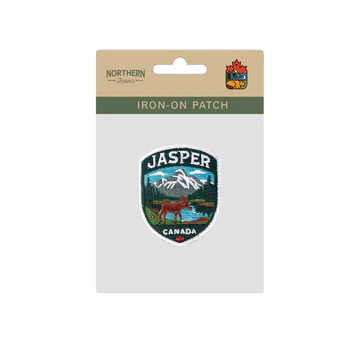 Jasper Moose Mountain Lake Shield Embroidered Patch Canada Rockies Souvenir Badge