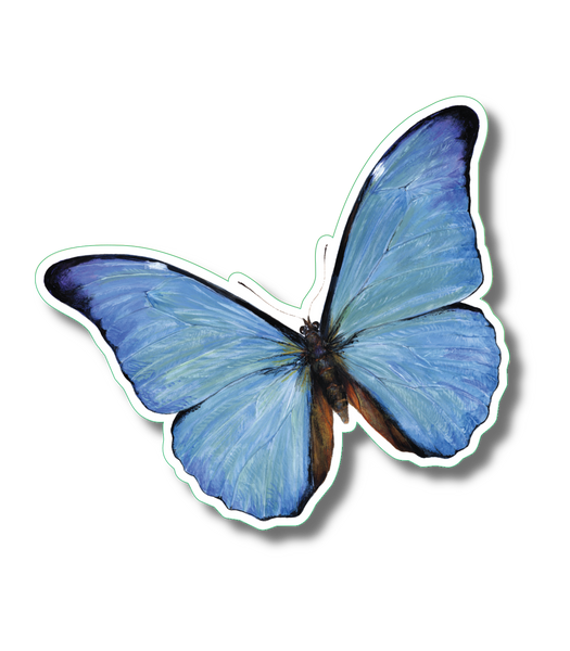 Blue Morpho Nature Sticker, 3.5" wide