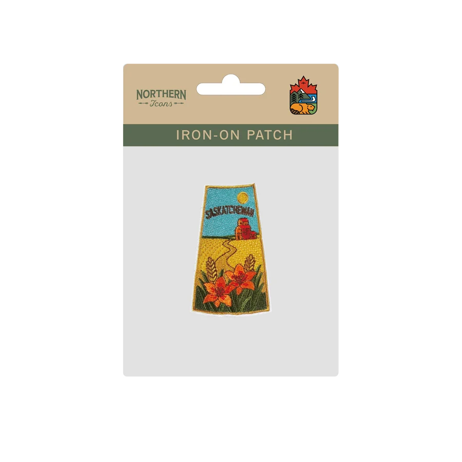 Saskatchewan Prairie Wheat Western Red Lily Embroidered Iron-On Patch - Collectible Travel Patch