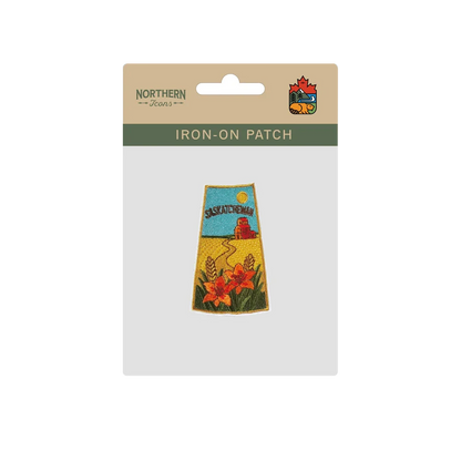 Saskatchewan Prairie Wheat Western Red Lily Embroidered Iron-On Patch - Collectible Travel Patch