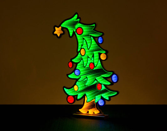 24" Bent Christmas Tree Infinity Light
