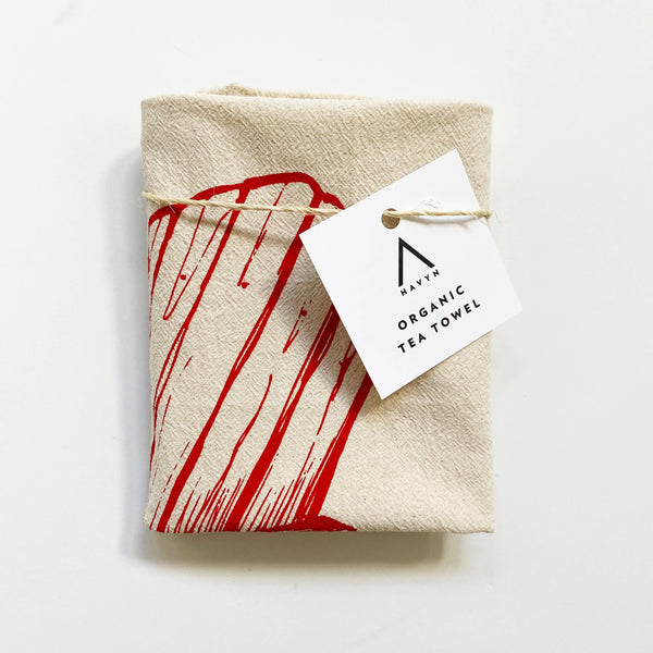 Cottage Chair Organic Tea Towel Red - 20x24
