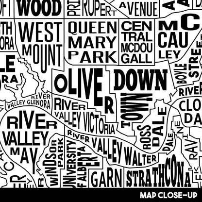 Edmonton Alberta Neighbourhood Typography City Map Print: 8" x 10"
