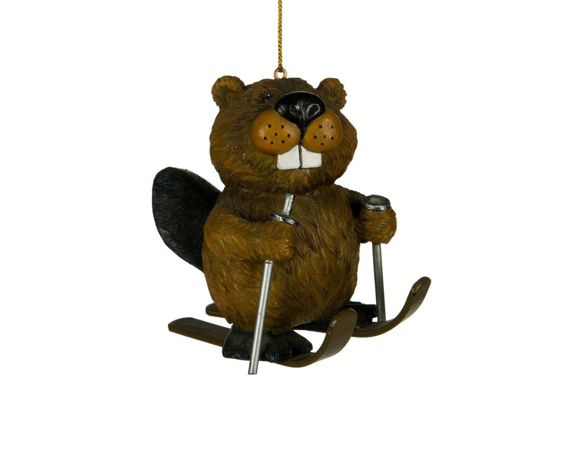 3" Skiing Beaver Ornament