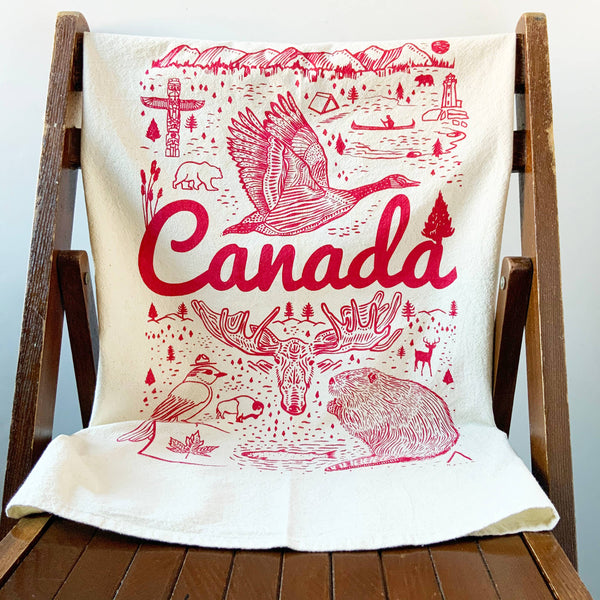 Canada Commemorative Organic Tea Towel Red - 20x24