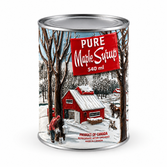 Resin Souvenir Magnet Maple Syrup Can: Glossy / English