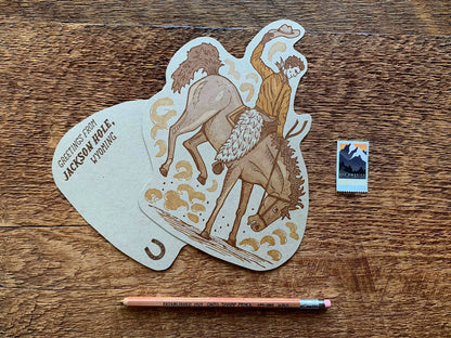 Jackson Wyoming Bucking Bronco Postcard