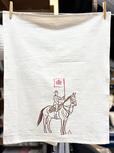 RCMP Organic Tea Towel Brown and Red - 20x24