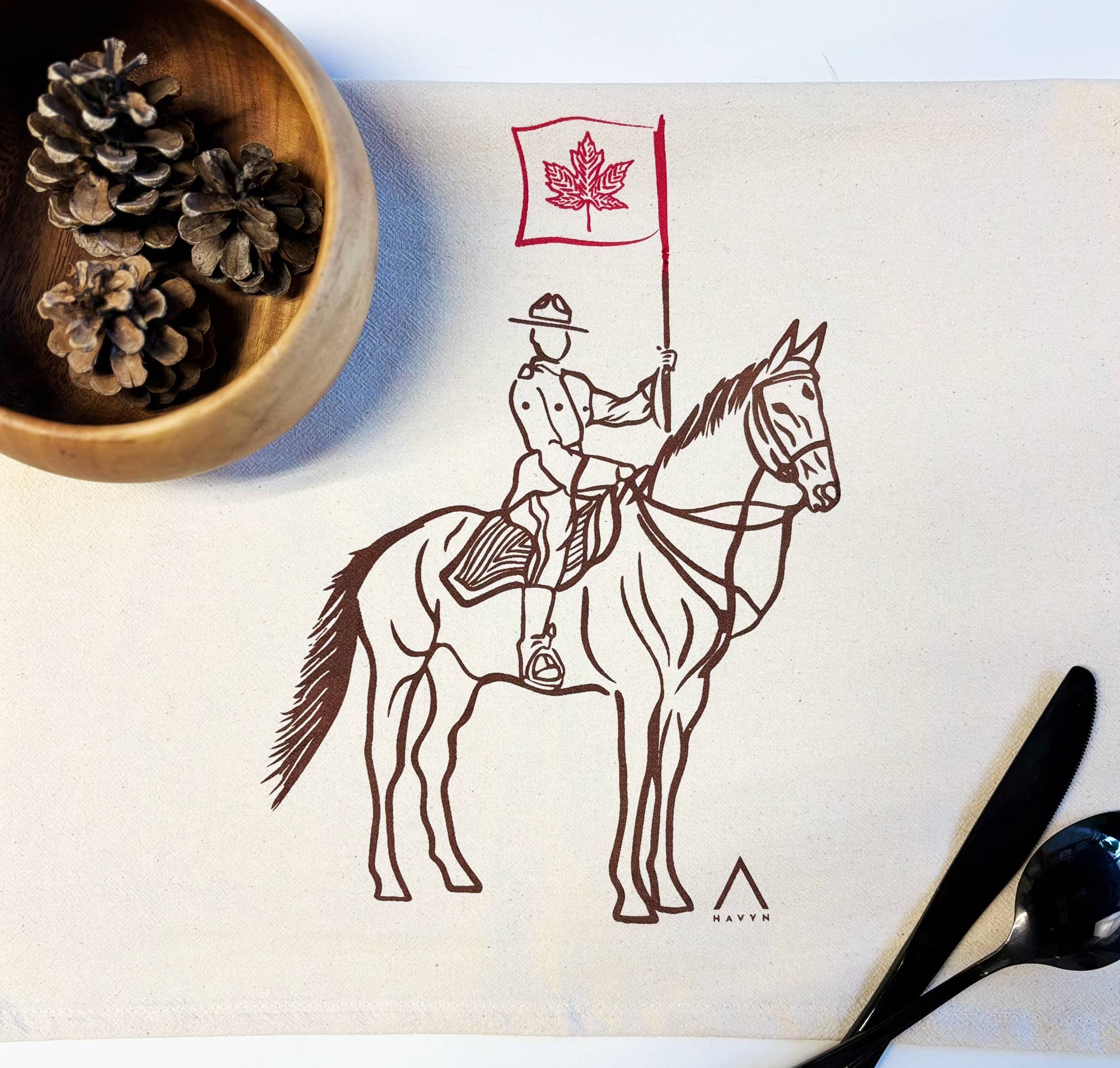 RCMP Organic Tea Towel Brown and Red - 20x24