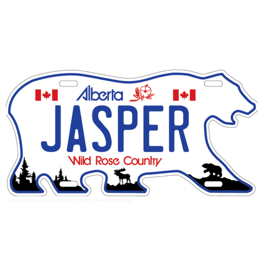 Aluminum Vehicle Plate Magnet 90 × 45 mm - Bear Cutting Jasper