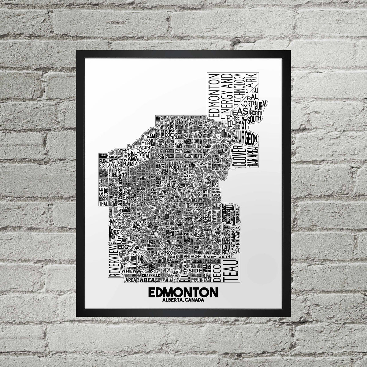 Edmonton Alberta Neighbourhood Typography City Map Print: 8" x 10"