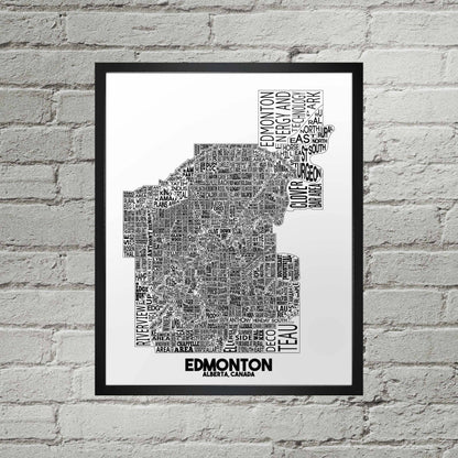 Edmonton Alberta Neighbourhood Typography City Map Print: 8" x 10"