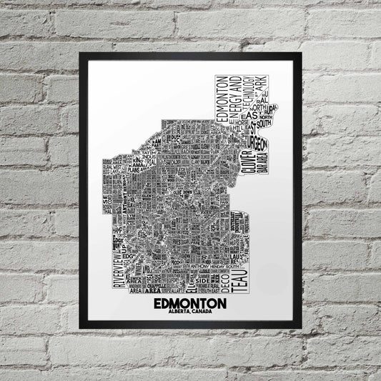 Edmonton Alberta Neighbourhood Typography City Map Print: 8" x 10"