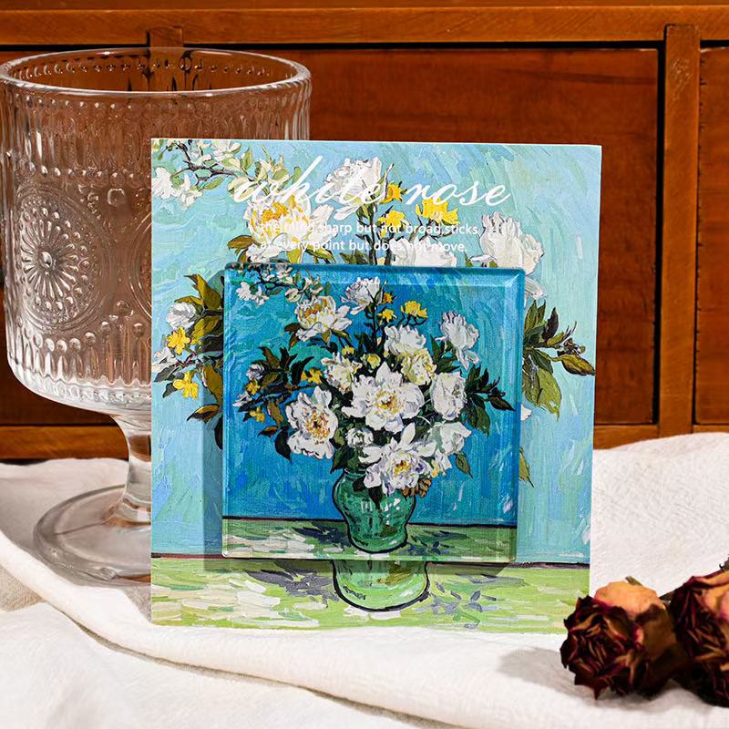 Painted Art Fridge Magnet – White Rose