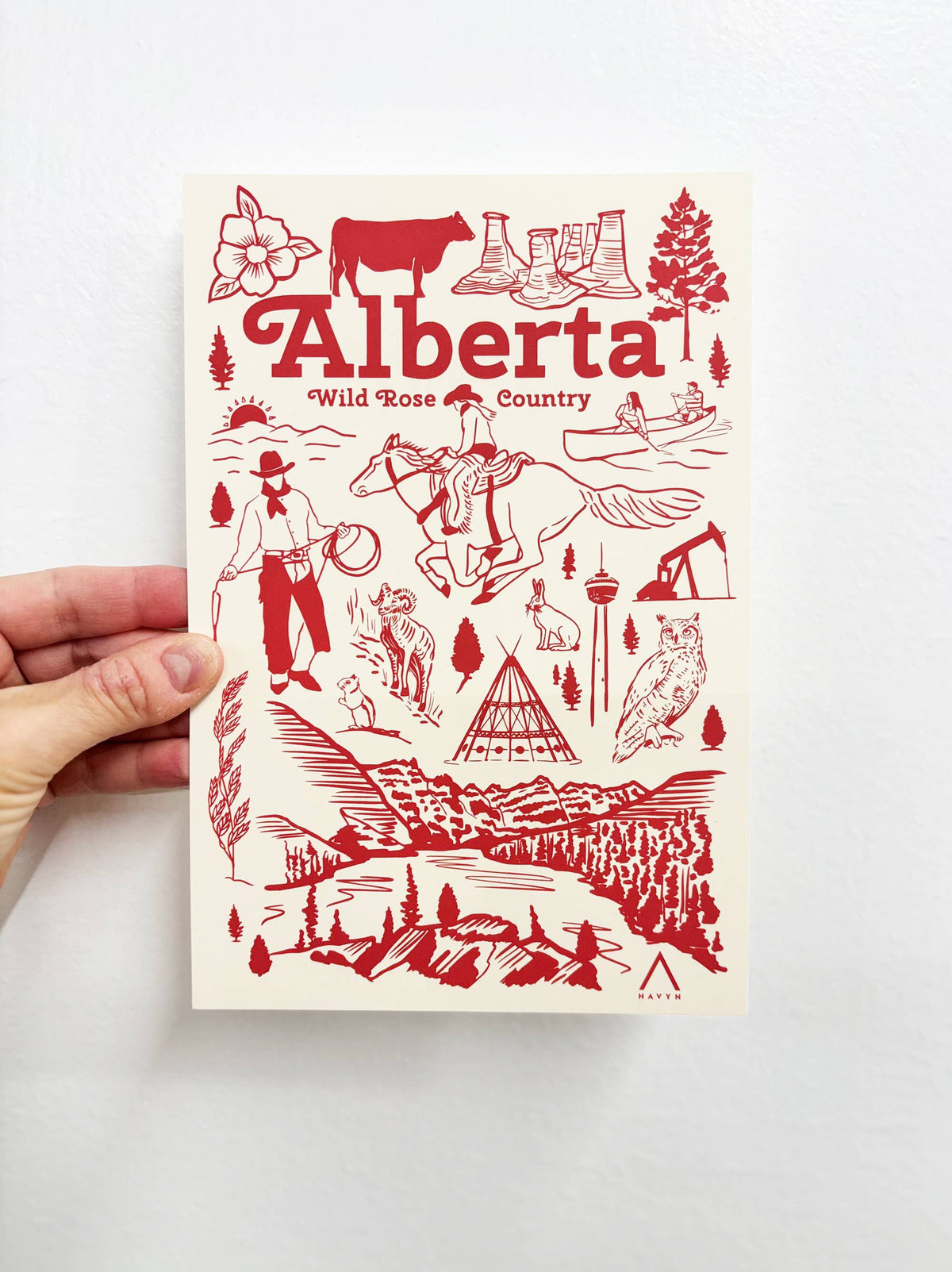 Alberta Canada Symbols 6x9 Postcard