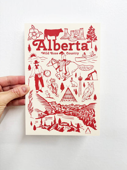 Alberta Canada Symbols 6x9 Postcard