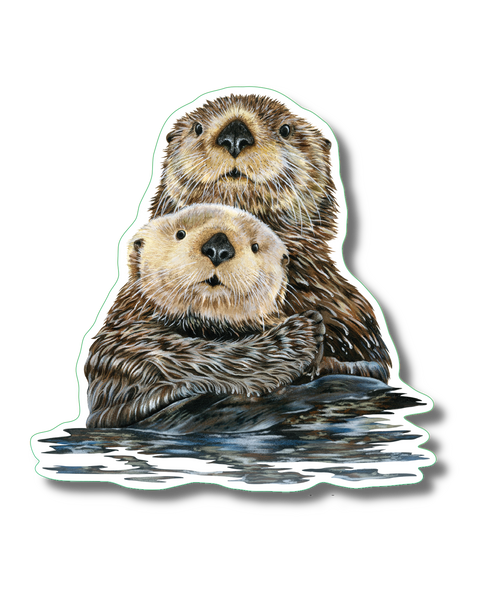Sea Otter Nature Sticker, 3.5" wide