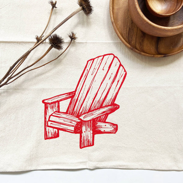 Cottage Chair Organic Tea Towel Red - 20x24