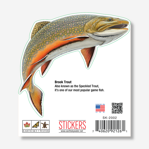 Brook Trout Nature Sticker, 3.5" wide