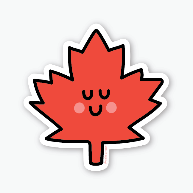 Cute Maple Leaf 🍁 - 3" vinyl sticker