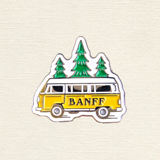 Banff Adventure Van Enamel Pin – Road Trip Lapel Pins, Canada Souvenir Gift