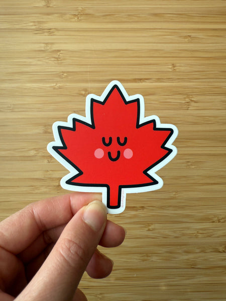 Cute Maple Leaf 🍁 - 3" vinyl sticker