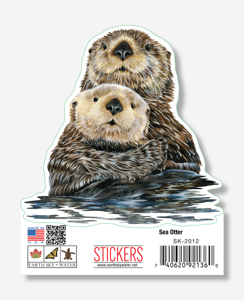 Sea Otter Nature Sticker, 3.5" wide