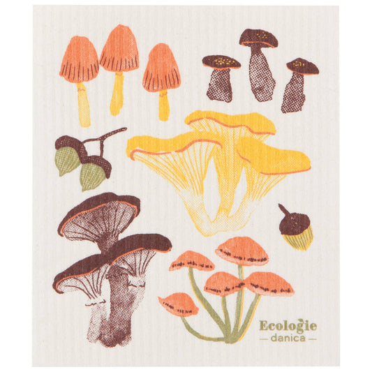 Field Mushrooms Swedish Dishcloth