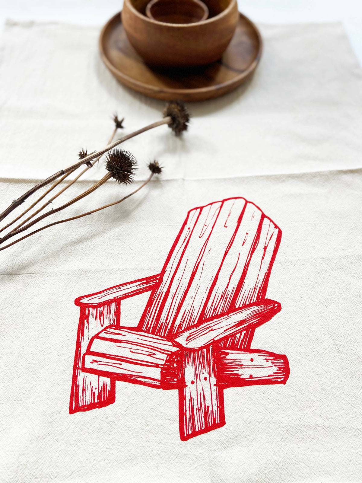 Cottage Chair Organic Tea Towel Red - 20x24