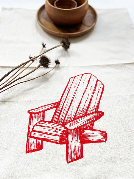 Cottage Chair Organic Tea Towel Red - 20x24