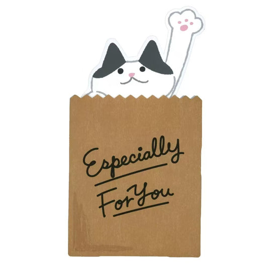 Cute Waving. Cat Mini Greeting Card