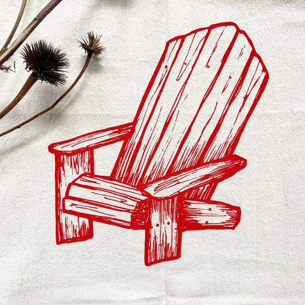 Cottage Chair Organic Tea Towel Red - 20x24