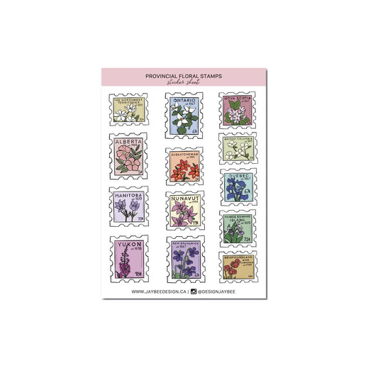 Provincial Floral Stamps Sticker Sheet