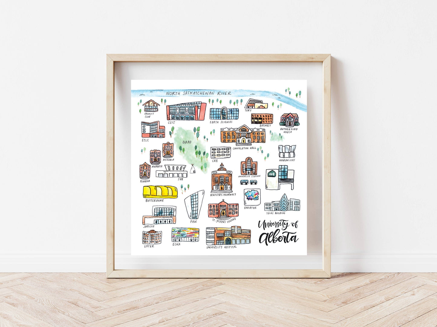 University of Alberta Campus Map: 9x9" print